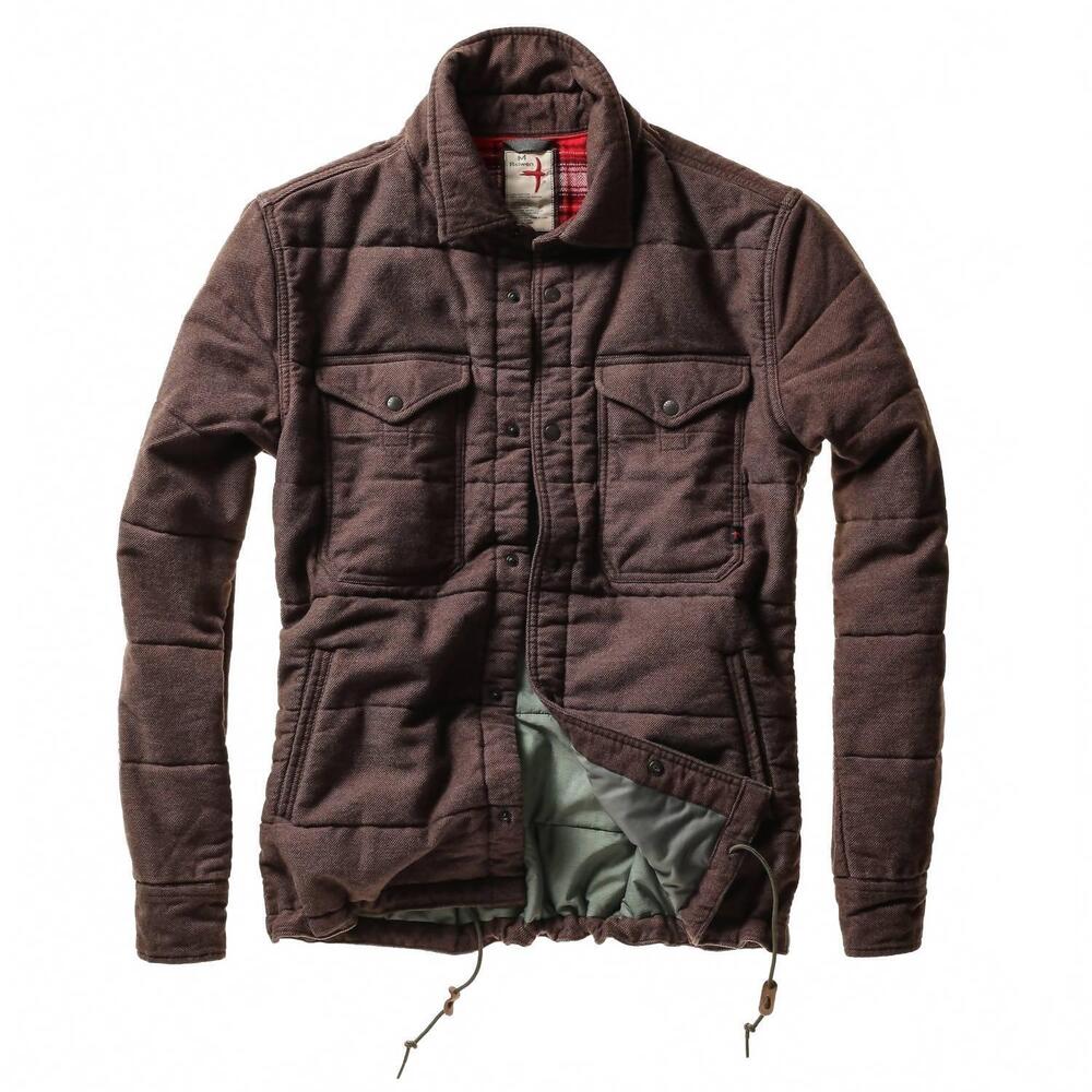 NEW RELWEN men's moleskin snap jacket in dark brown